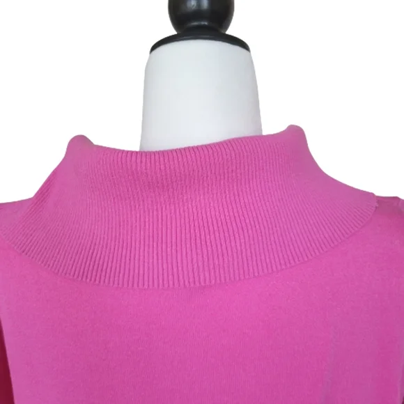 Pink Poodle Vintage Pink Knit Sweater Top Split Cowl Neckline 3/4 Sleeve Sz. L/M - Picture 8 of 13